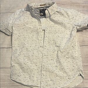 Boys Deni & Flower White and Black Speckled Short Sleeve button up size 8
